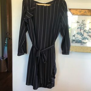 Banana Republic Navy Stripped Ruffle Dress